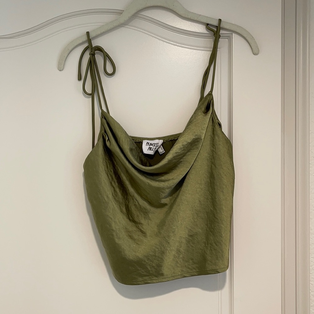 Green cowl neck top